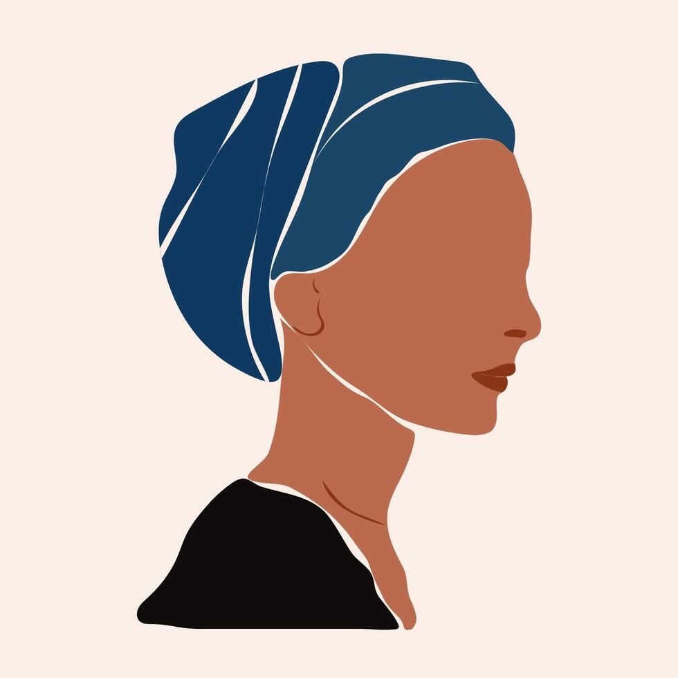 Faceless abstract african american woman hand drawn portrait vector