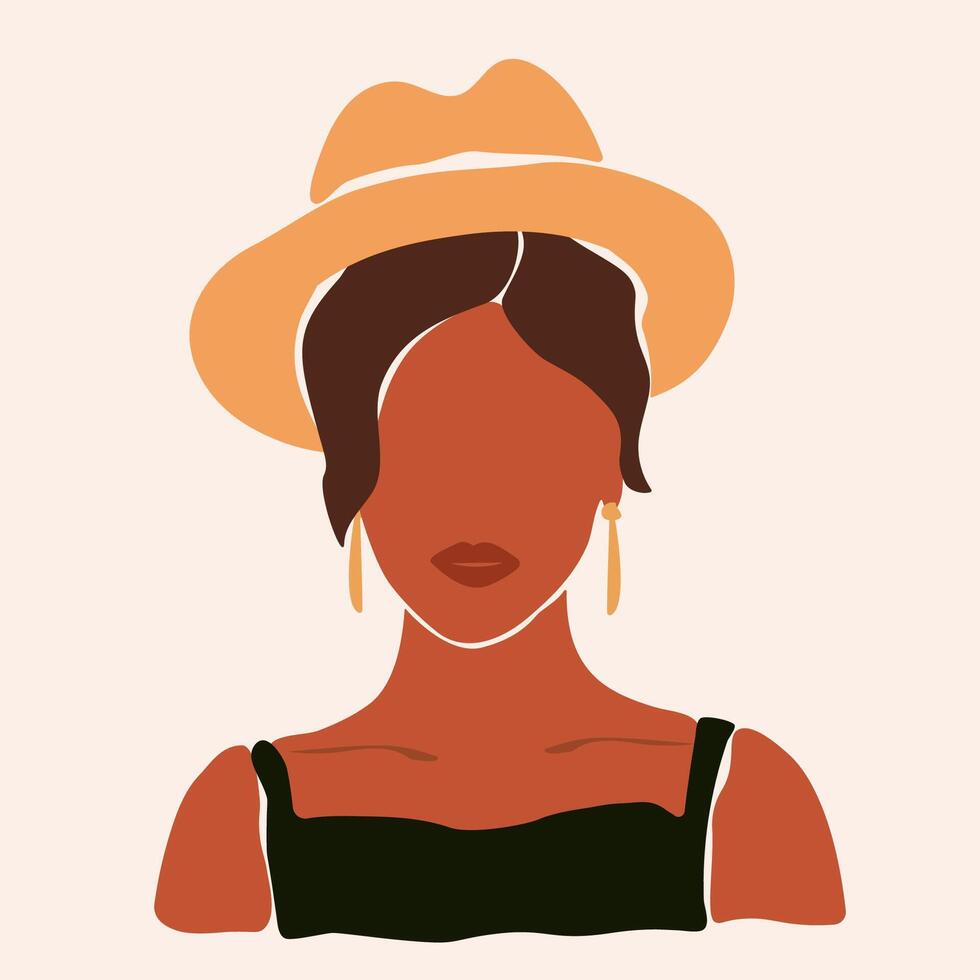 Faceless abstract international woman in a hat vector