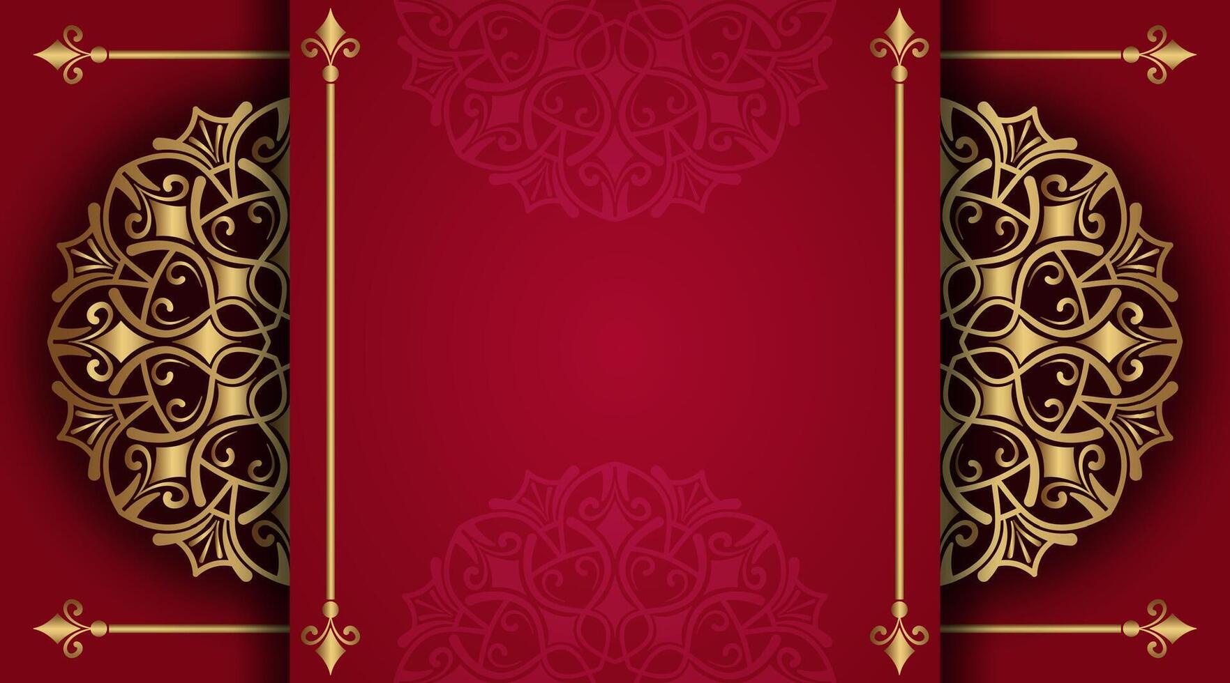 Red luxury background with mandala ornament vector