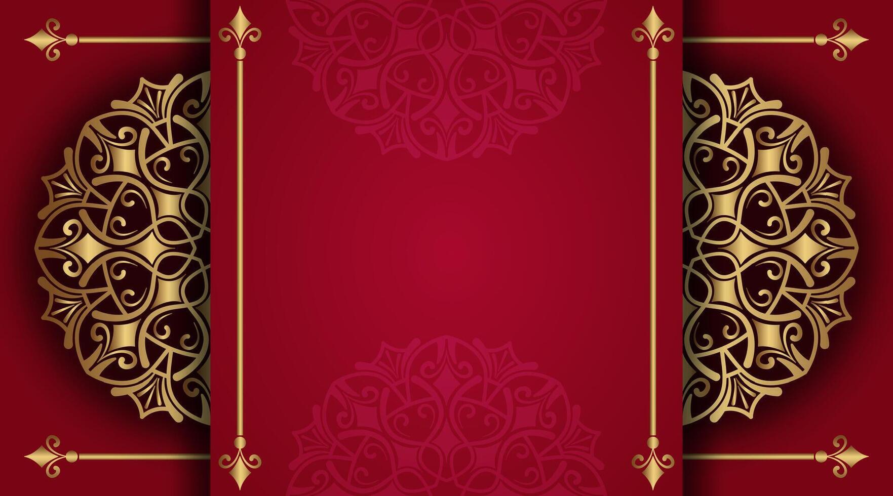 Red luxury background with mandala ornament vector