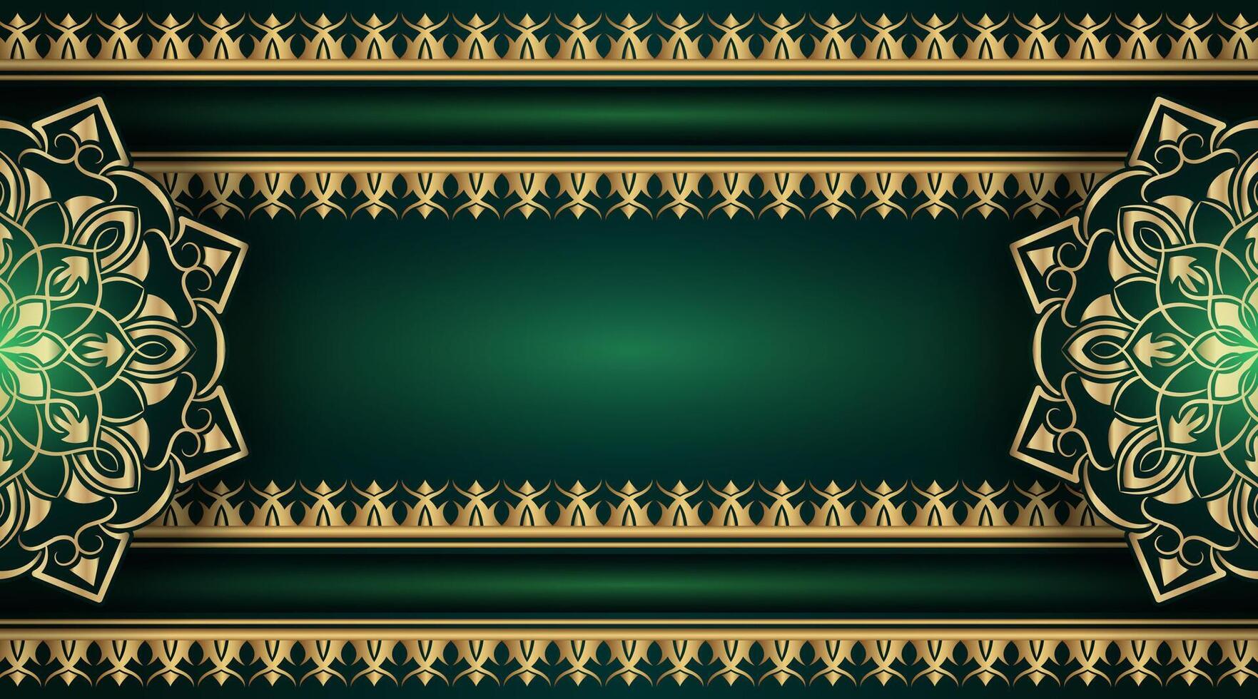 dark green background with gold mandala ornament vector
