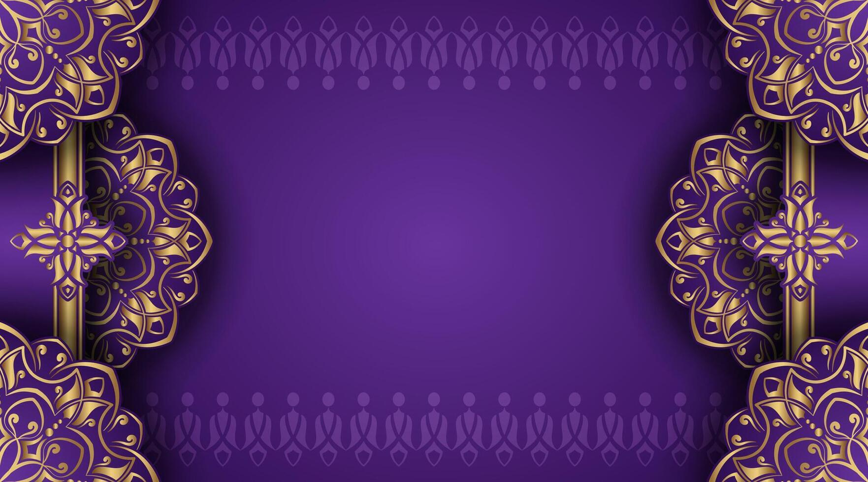purple luxury background with gold mandala ornament vector