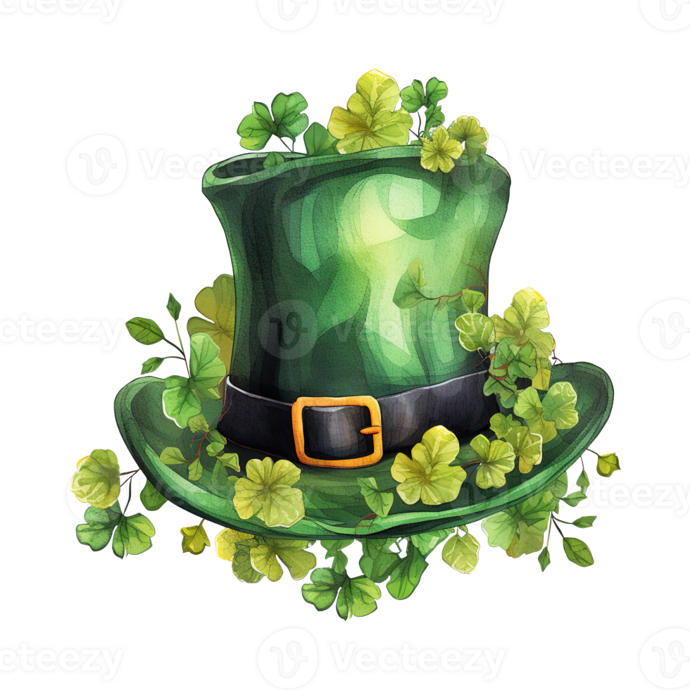 Green Hat Adorned with Clovers png