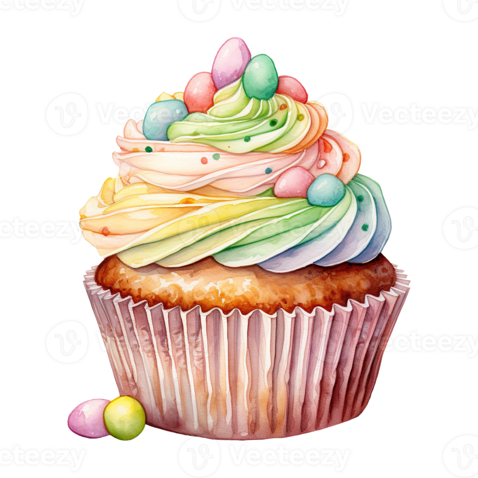 Colorful Frosted Cupcakes png