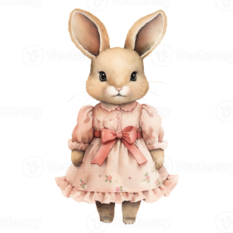 Easter Bunnies in Pink Dresses png