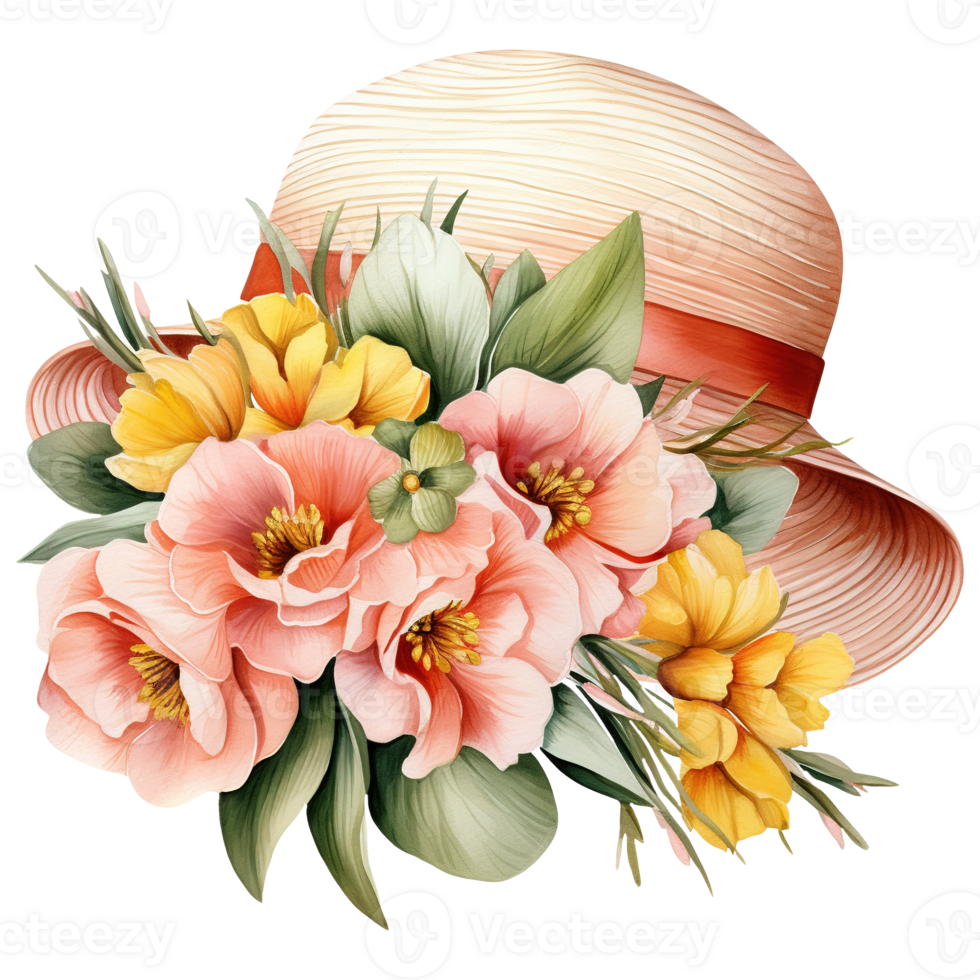 Hats Adorned with Flowers png