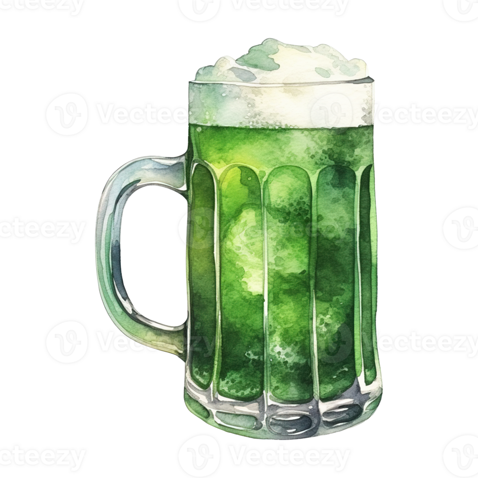 Green Beer Glasses Overflowing with Frothy Foam png