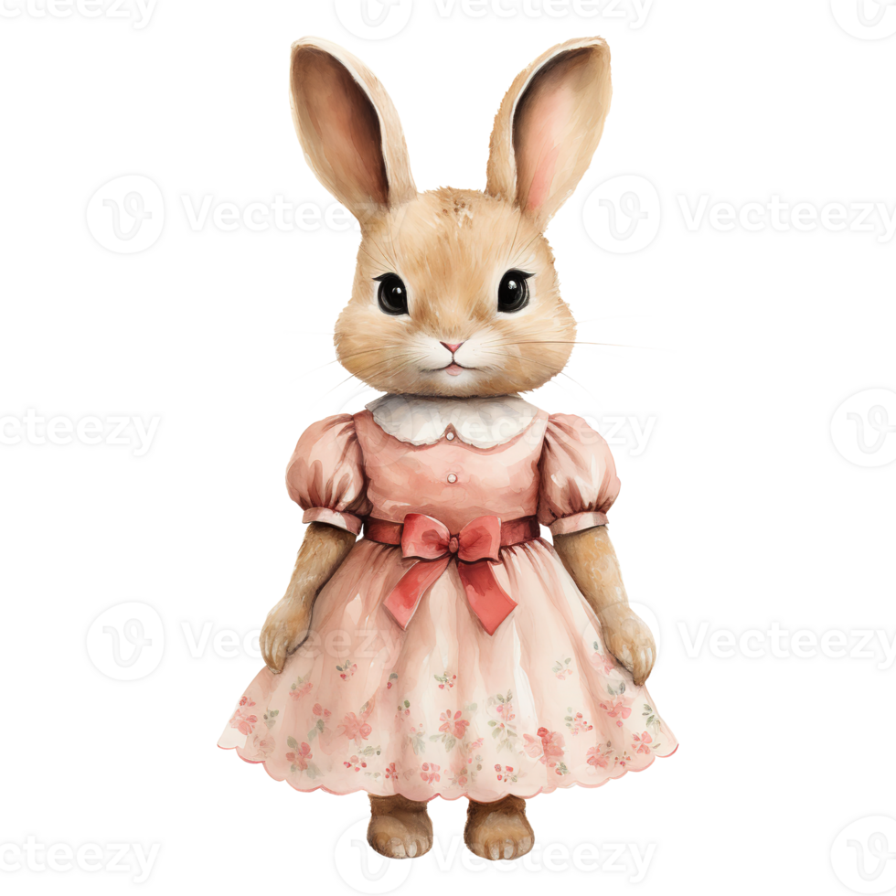 Easter Bunnies in Pink Dresses png