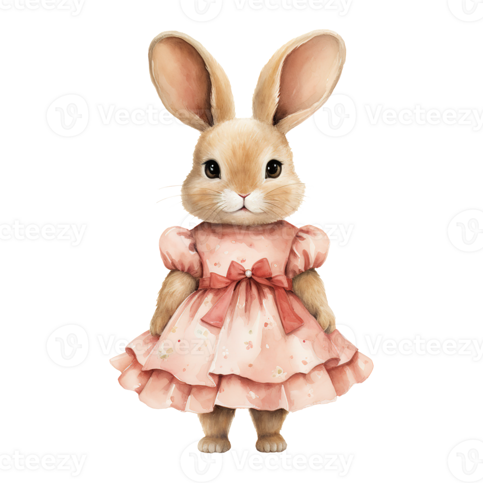 Easter Bunnies in Pink Dresses png