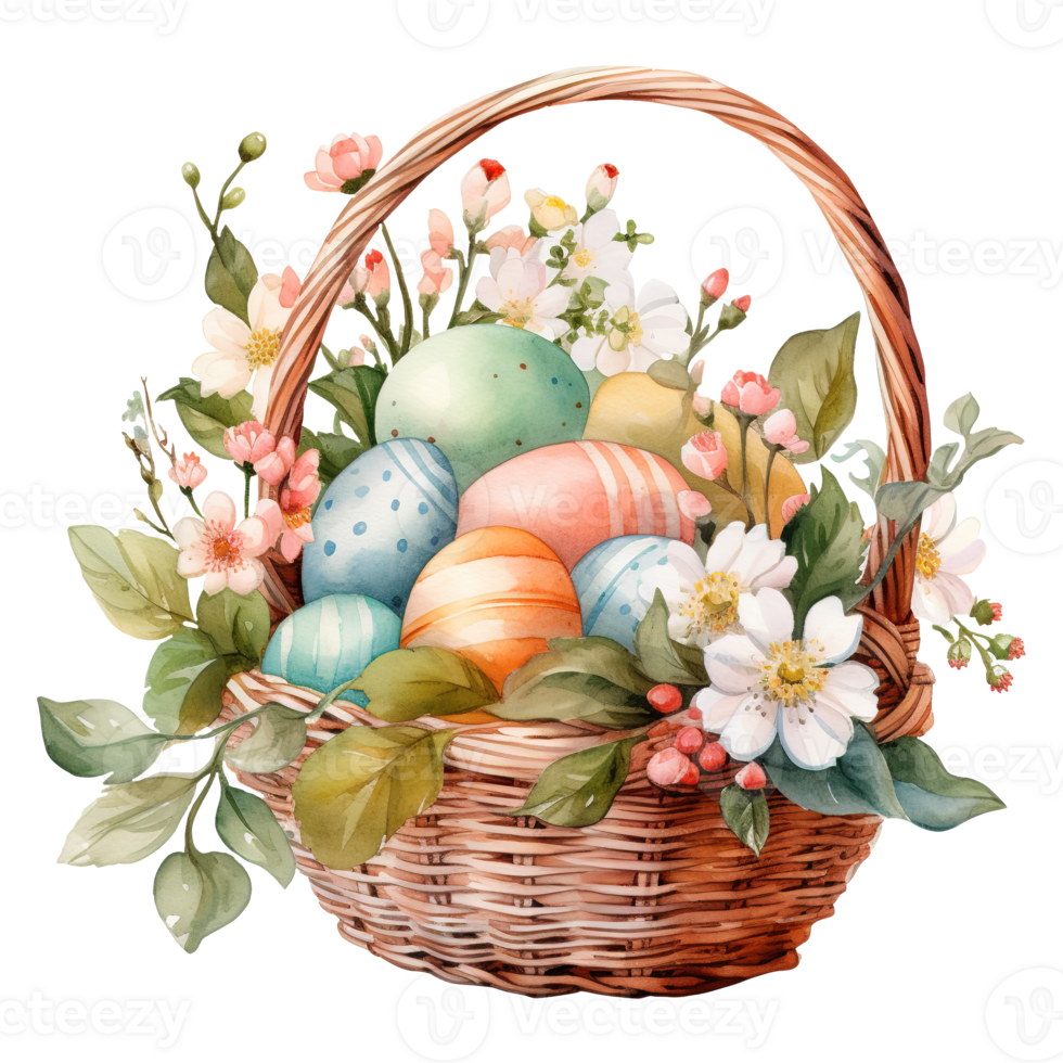 Colorful Easter Baskets Overflowing with Vibrant Eggs png