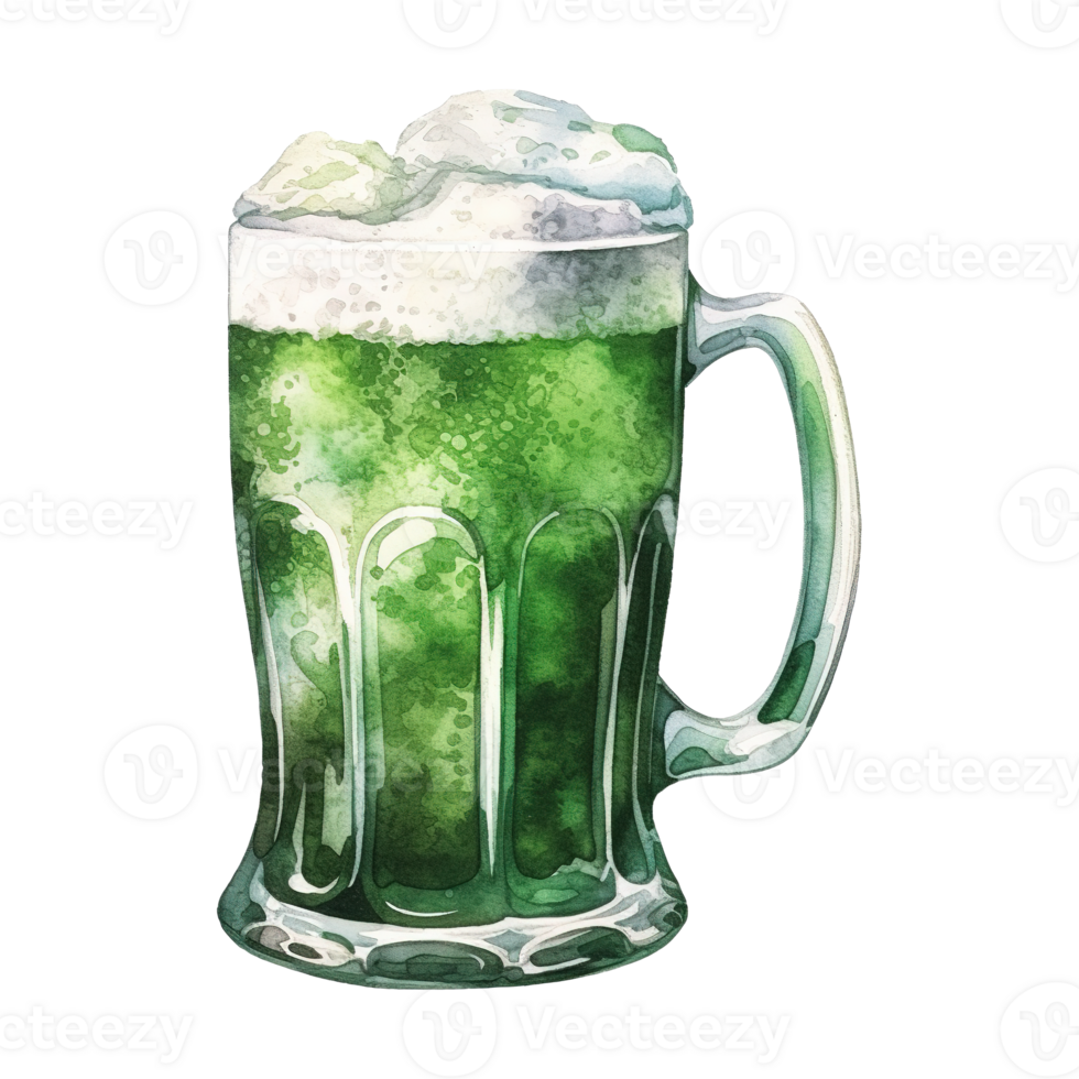 Green Beer Glasses Overflowing with Frothy Foam png