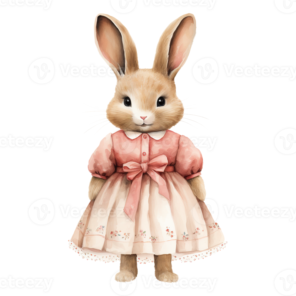 Easter Bunnies in Pink Dresses png
