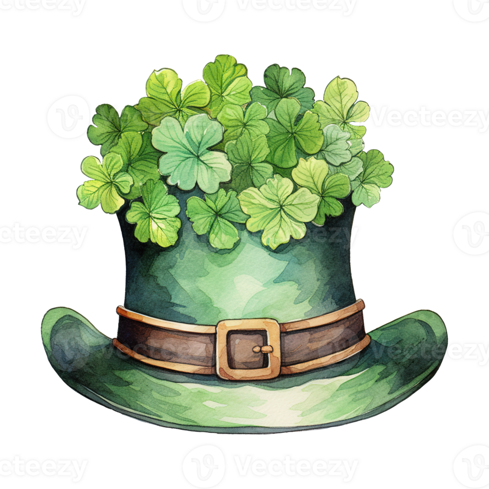 Green Hat Adorned with Clovers png