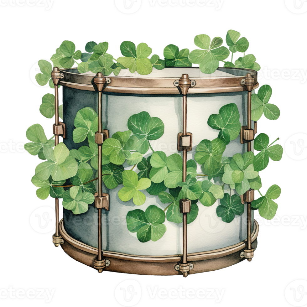 Festive Drum Decorated with Shamrock png