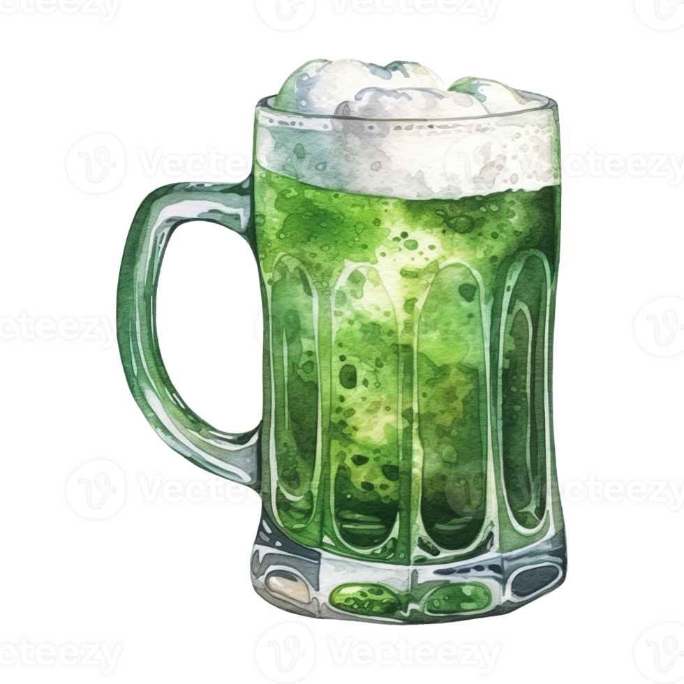 Green Beer Glasses Overflowing with Frothy Foam png