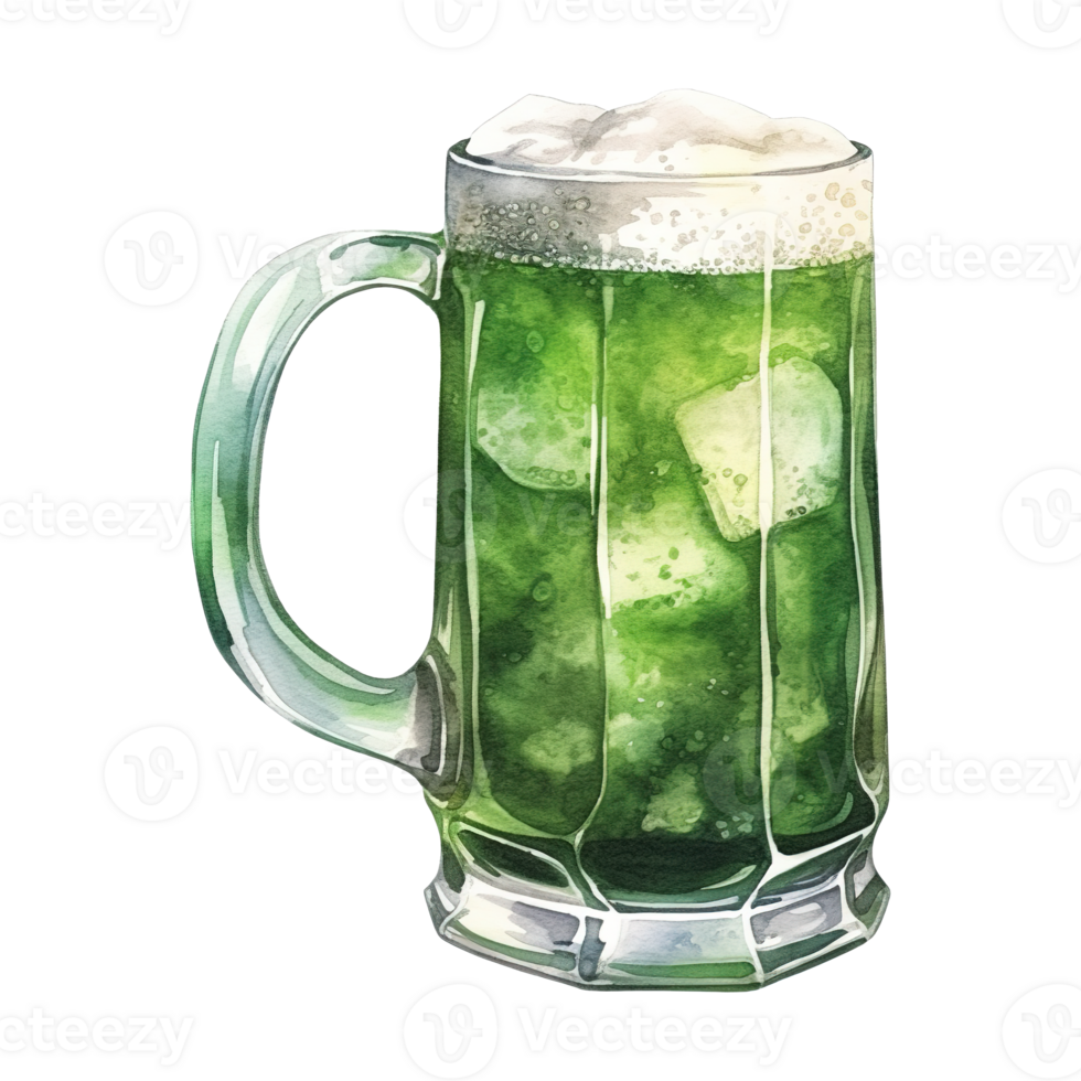 Green Beer Glasses Overflowing with Frothy Foam png