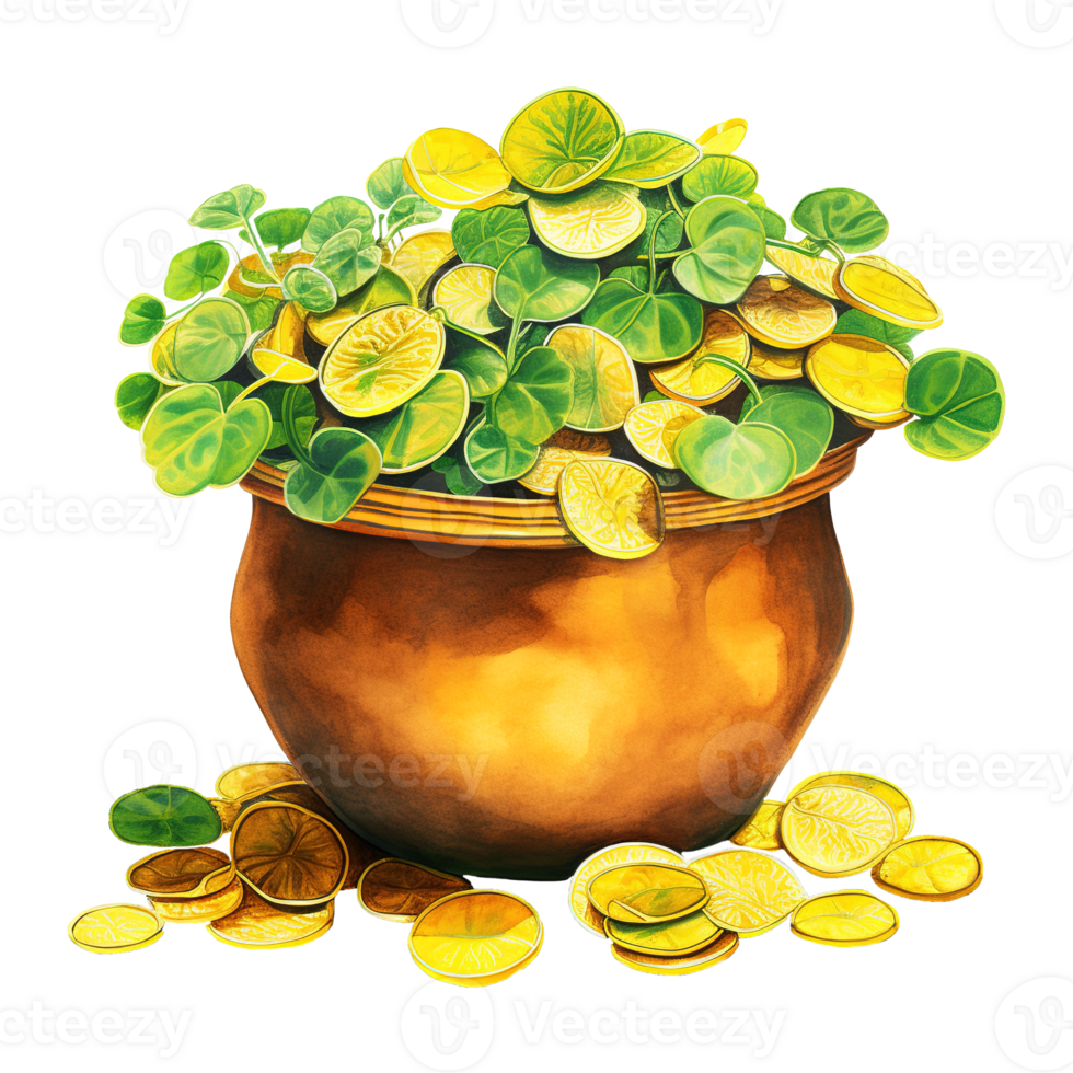 Gleaming Pots Overflowing with Precious Gold png