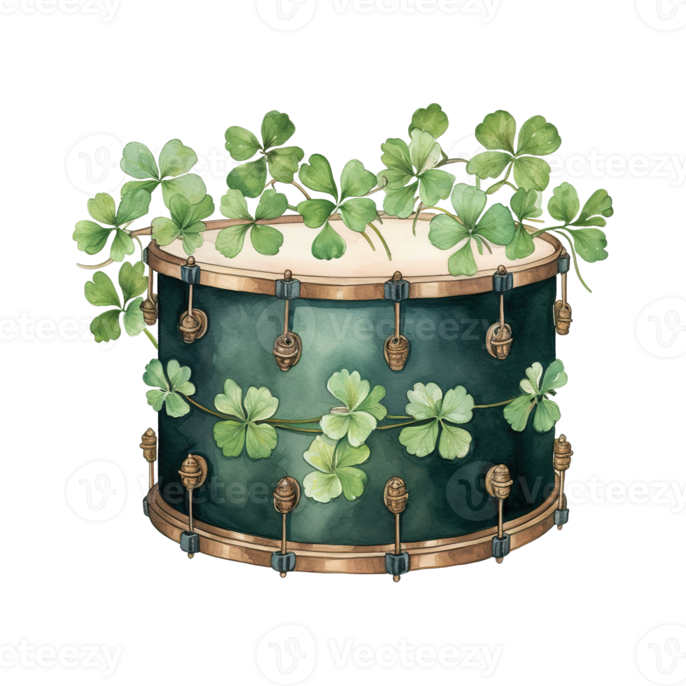 Festive Drum Decorated with Shamrock png
