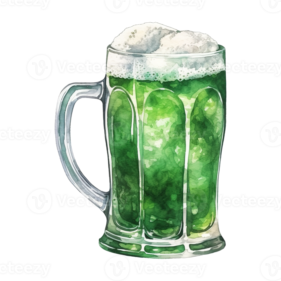Green Beer Glasses Overflowing with Frothy Foam png