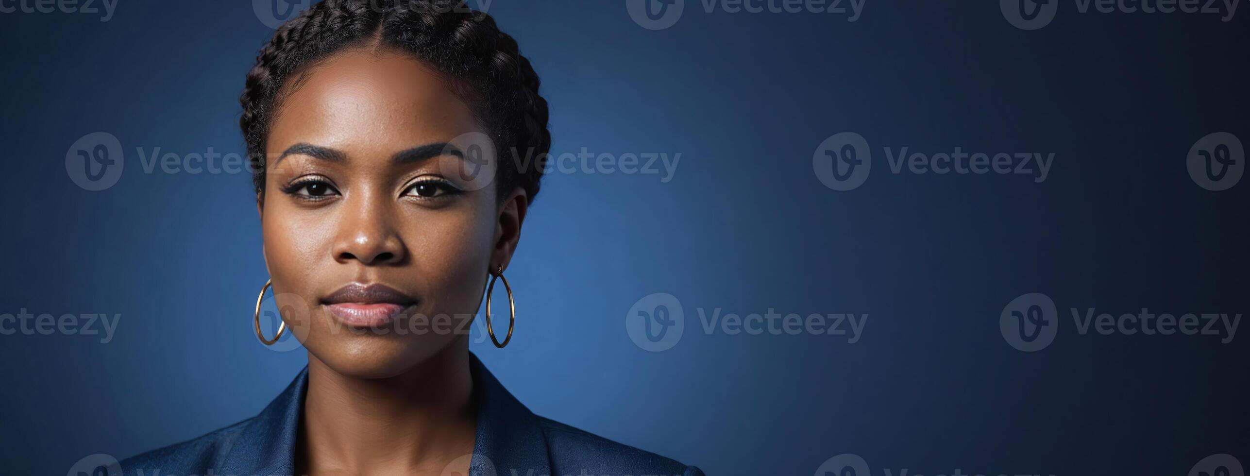 African American 2025 Woman Isolated On A Sapphire Background With Copy