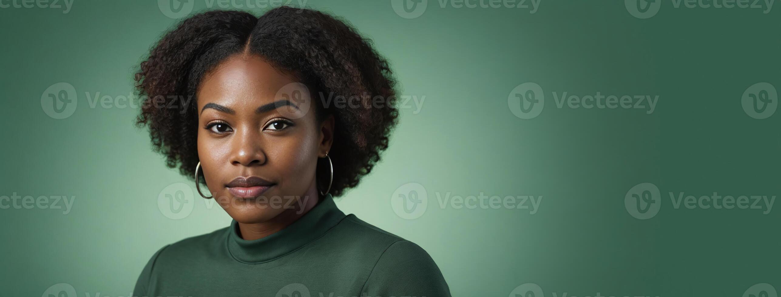 African American 2025 Woman Isolated On A Green Background With Copy