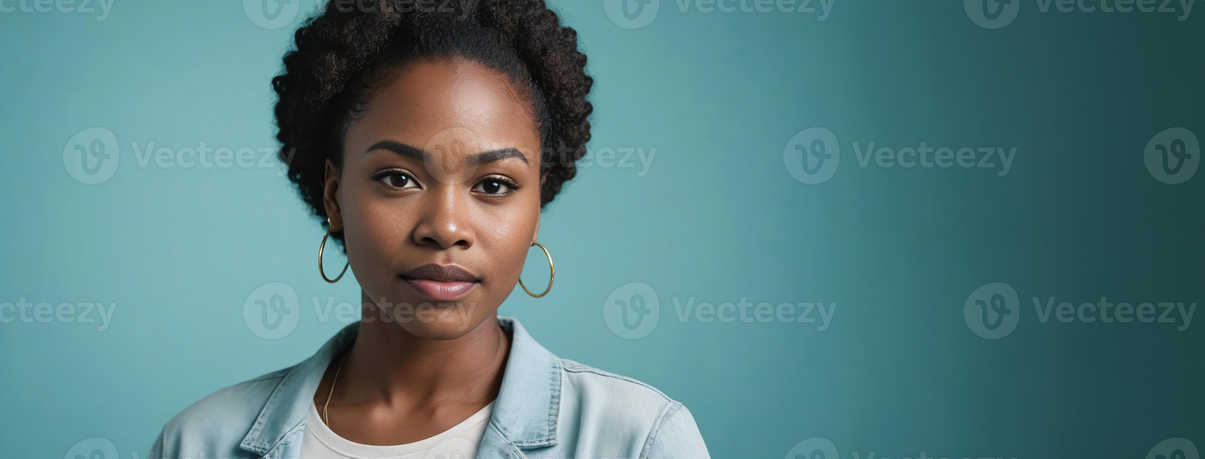 African American 2025 Woman Isolated On A Aquamarine Background With