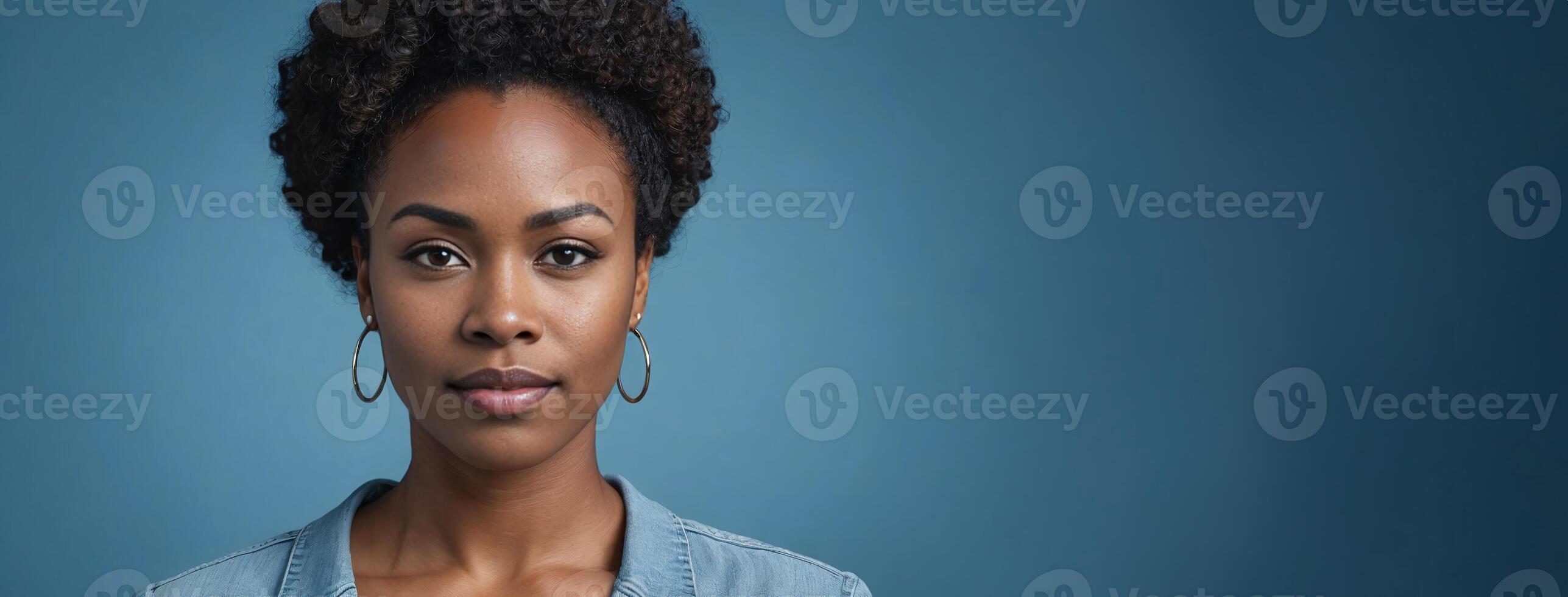 African American 2025 Woman Isolated On A Blue Background With Copy African American 2025 Woman Isolated On A Blue Background With Copy Space Photo
