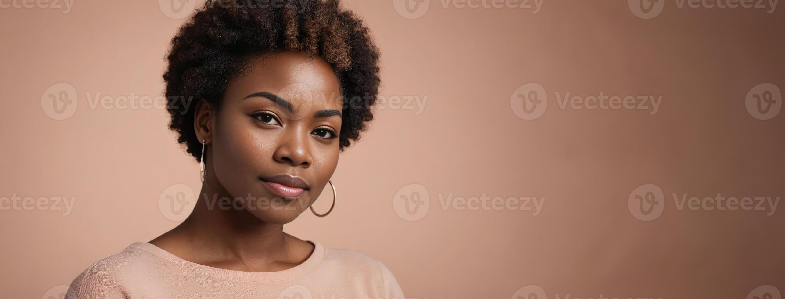 African American 2025 Woman Isolated On A Peach Background With Copy African American 2025 Woman Isolated On A Peach Background With Copy Space Photo