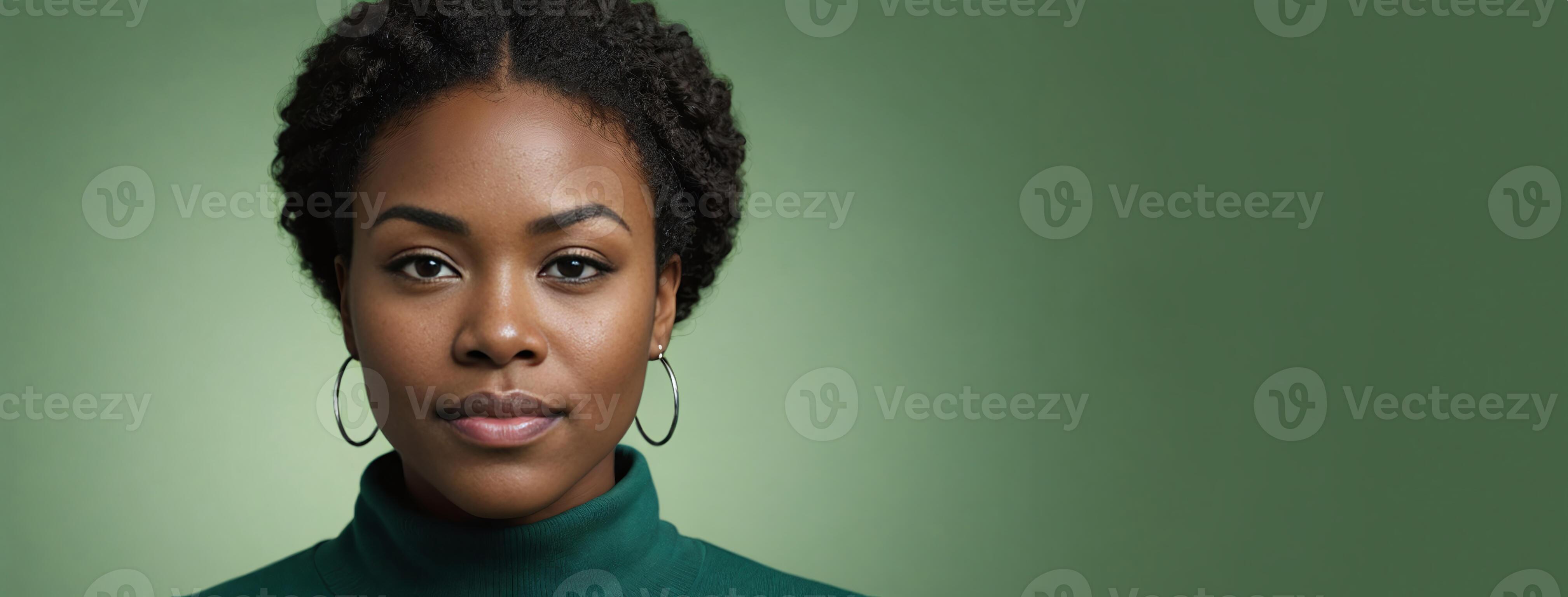 African American 2025 Woman Isolated On A Green Background With Copy