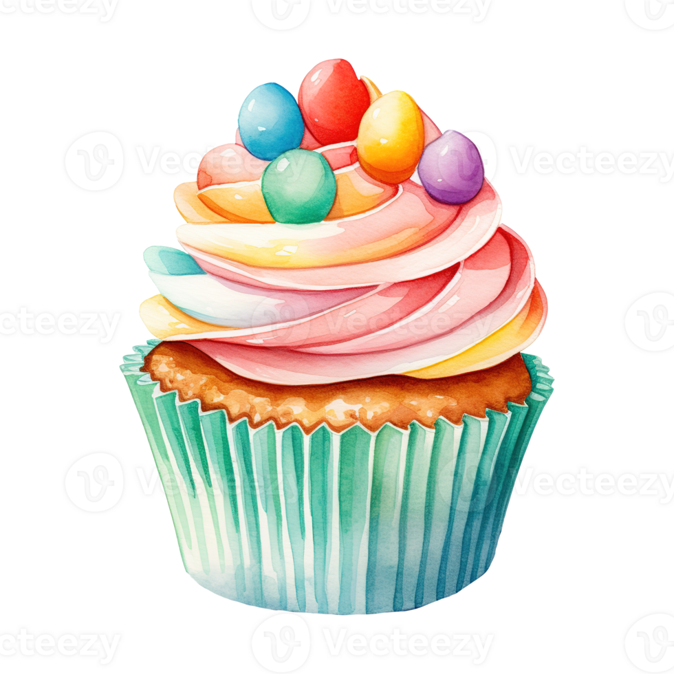 Colorful Frosted Cupcakes png