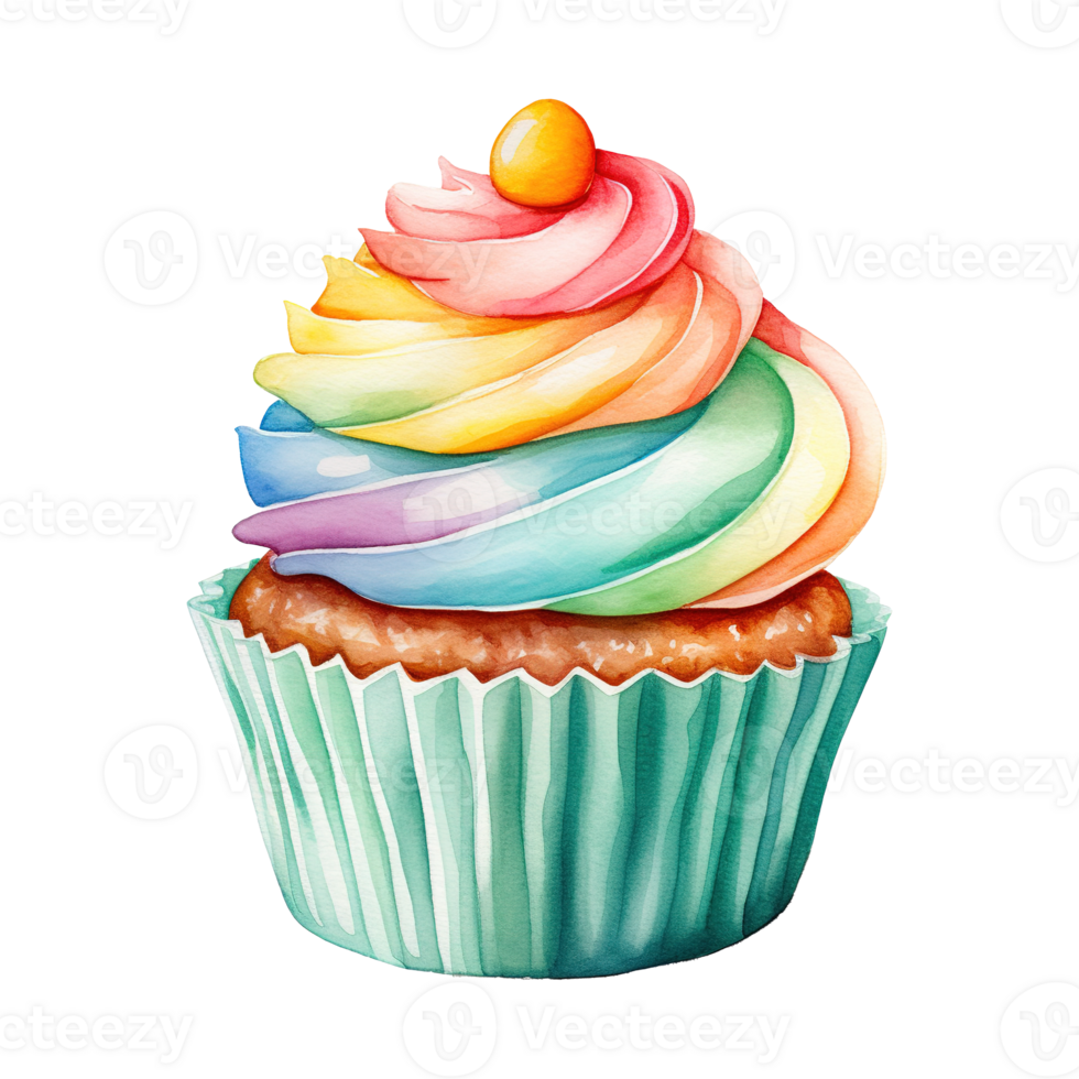 Colorful Frosted Cupcakes png