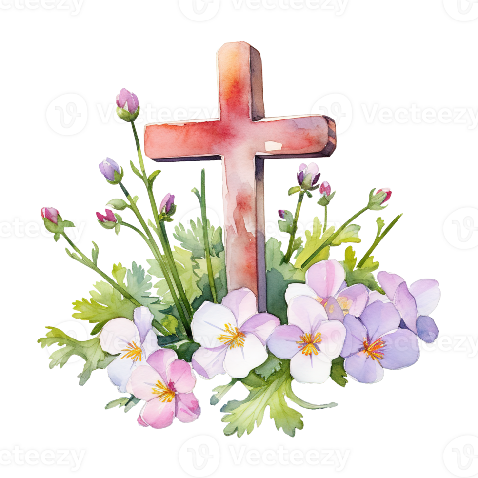 acuarela Pascua de Resurrección cruces png