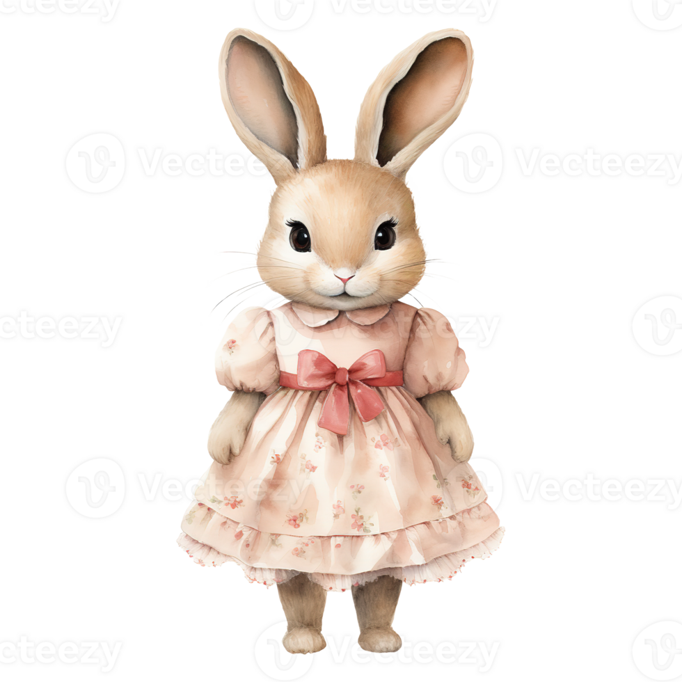 Easter Bunnies in Pink Dresses png