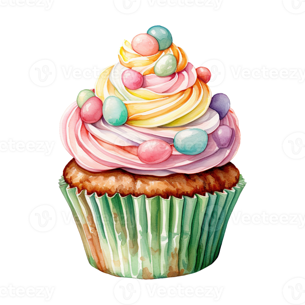 Colorful Frosted Cupcakes png