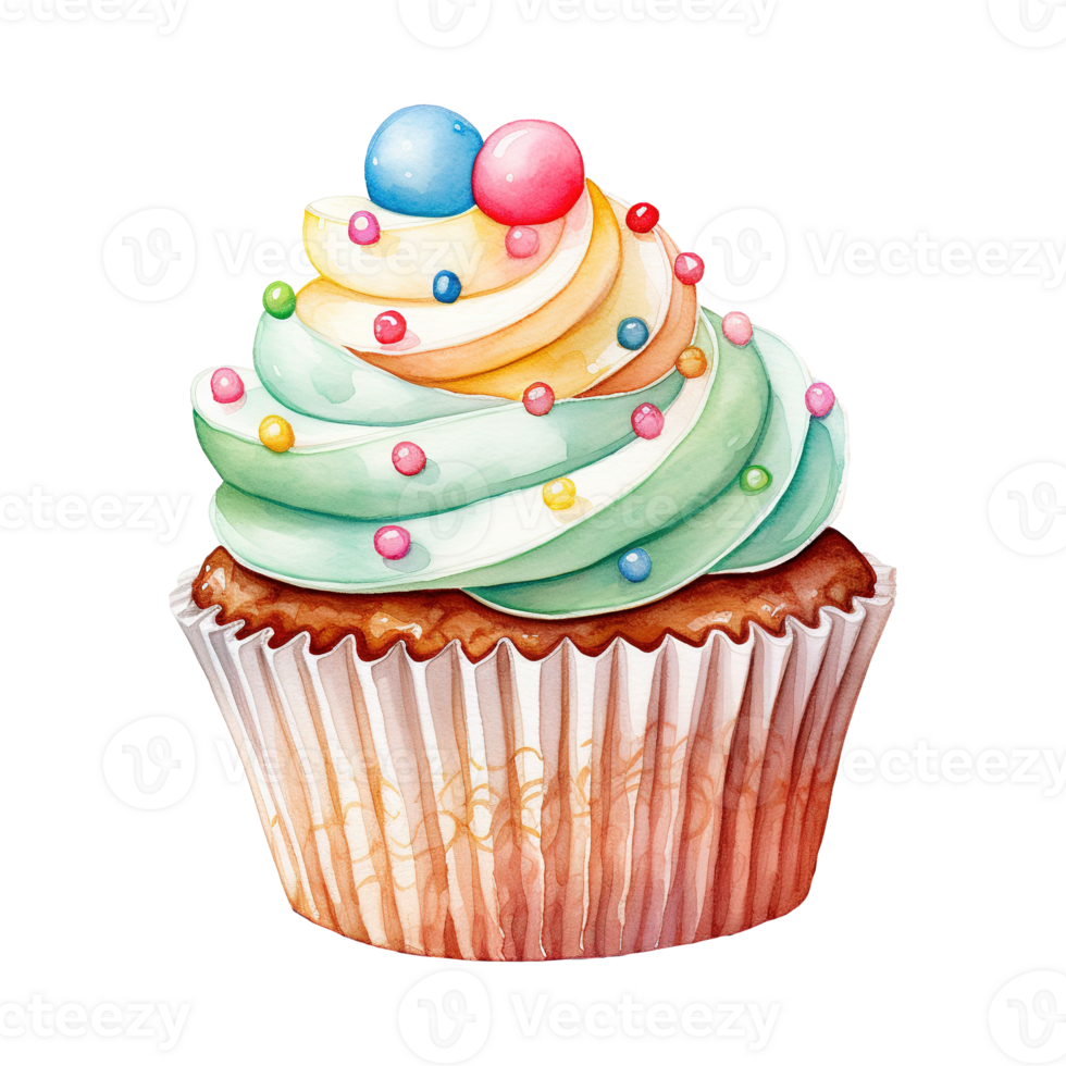 Colorful Frosted Cupcakes png