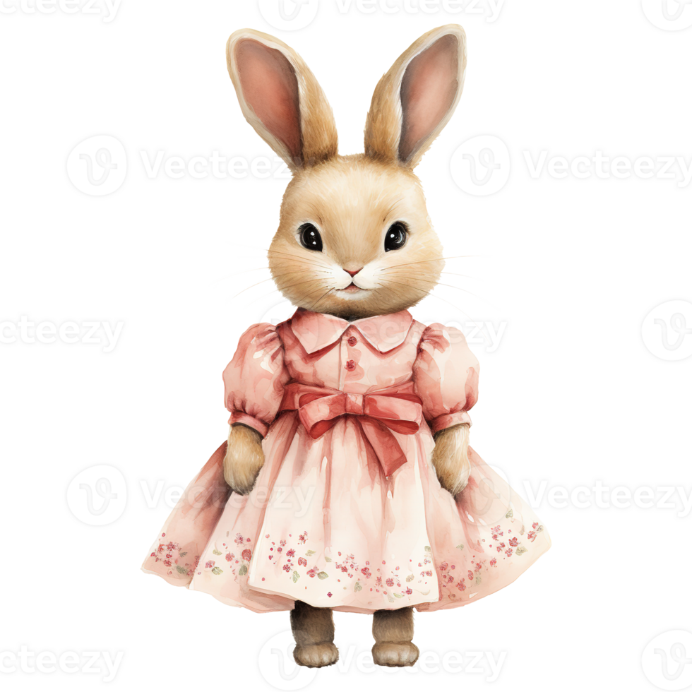 Easter Bunnies in Pink Dresses png