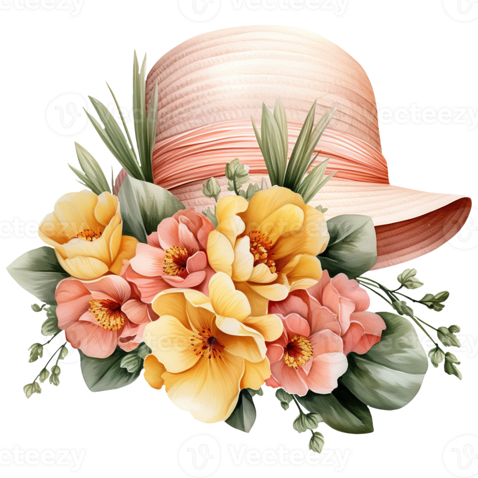 sombreros adornado con flores png