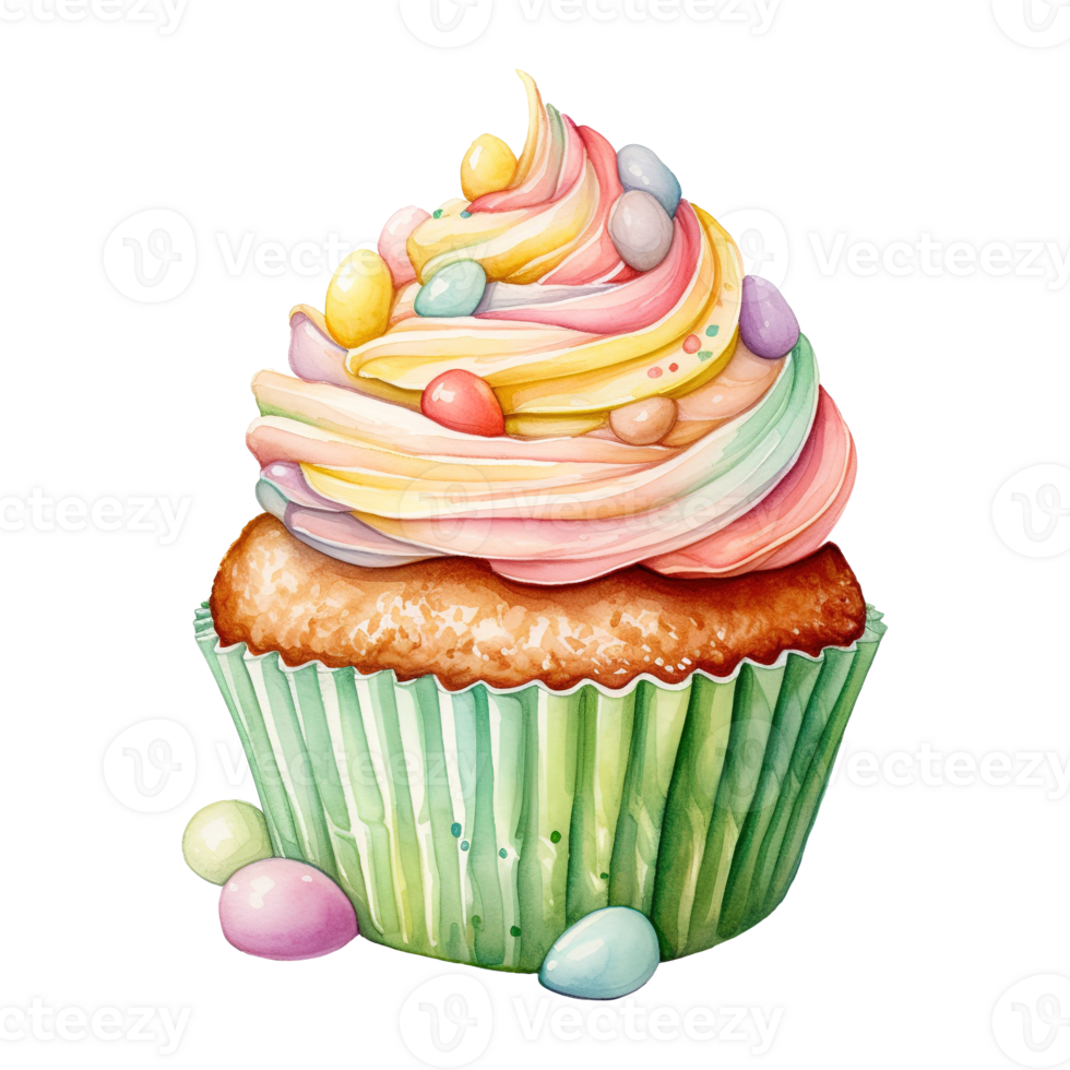 Colorful Frosted Cupcakes png