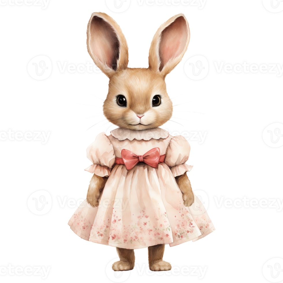 Easter Bunnies in Pink Dresses png