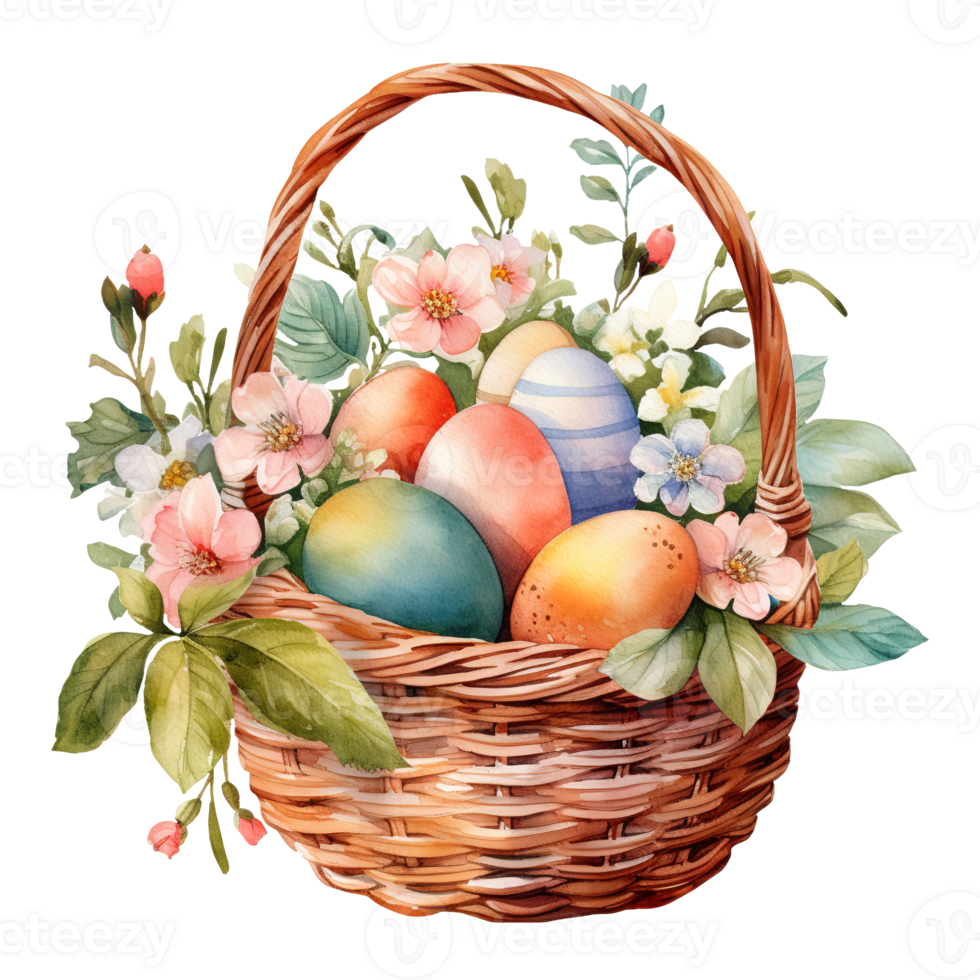 Colorful Easter Baskets Overflowing with Vibrant Eggs png