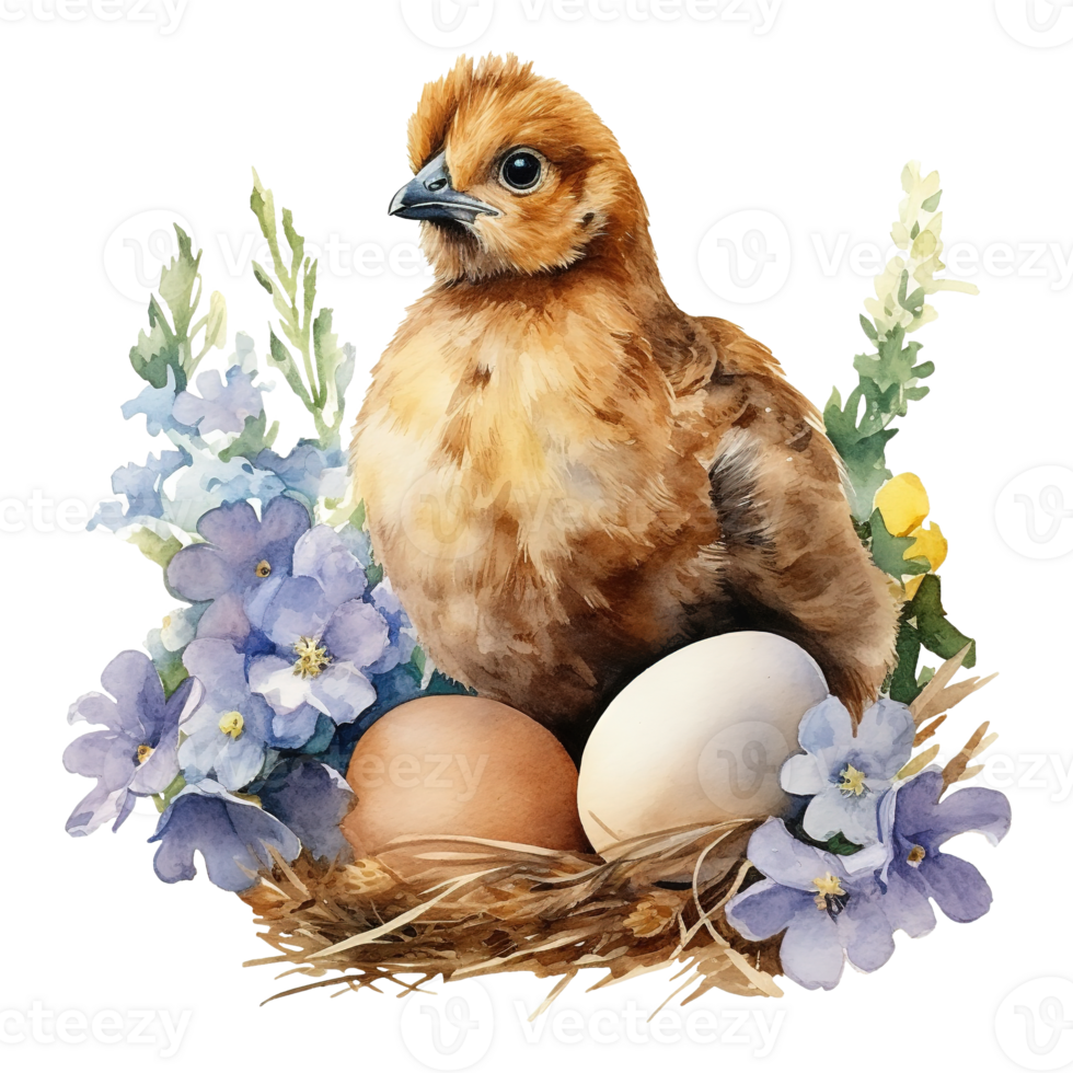 Charming Watercolor Chickens png