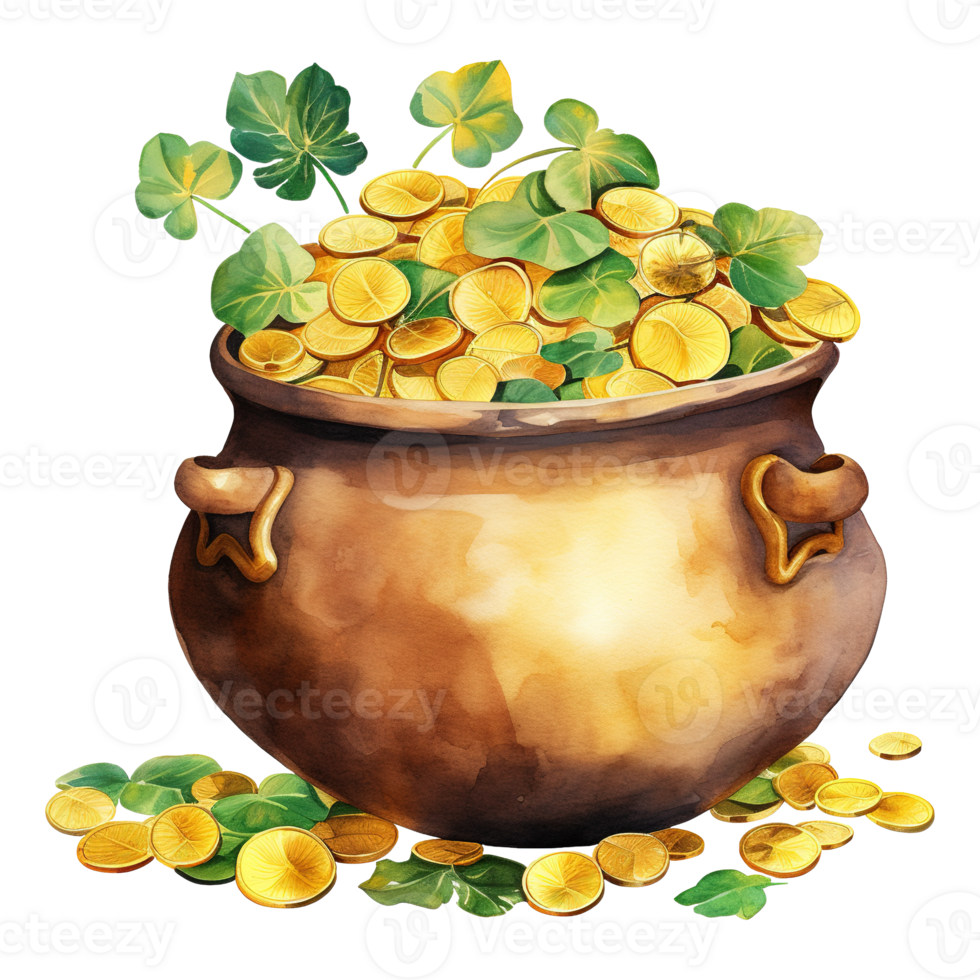 Gleaming Pots Overflowing with Precious Gold png