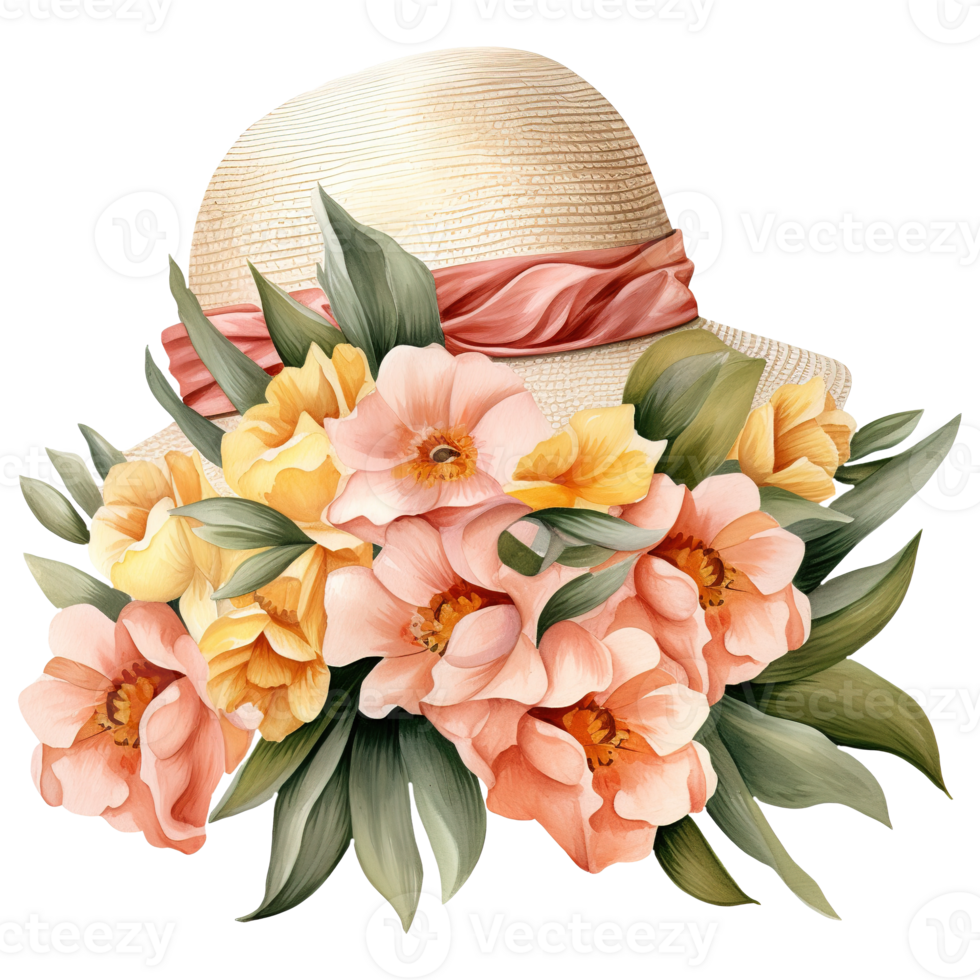 sombreros adornado con flores png