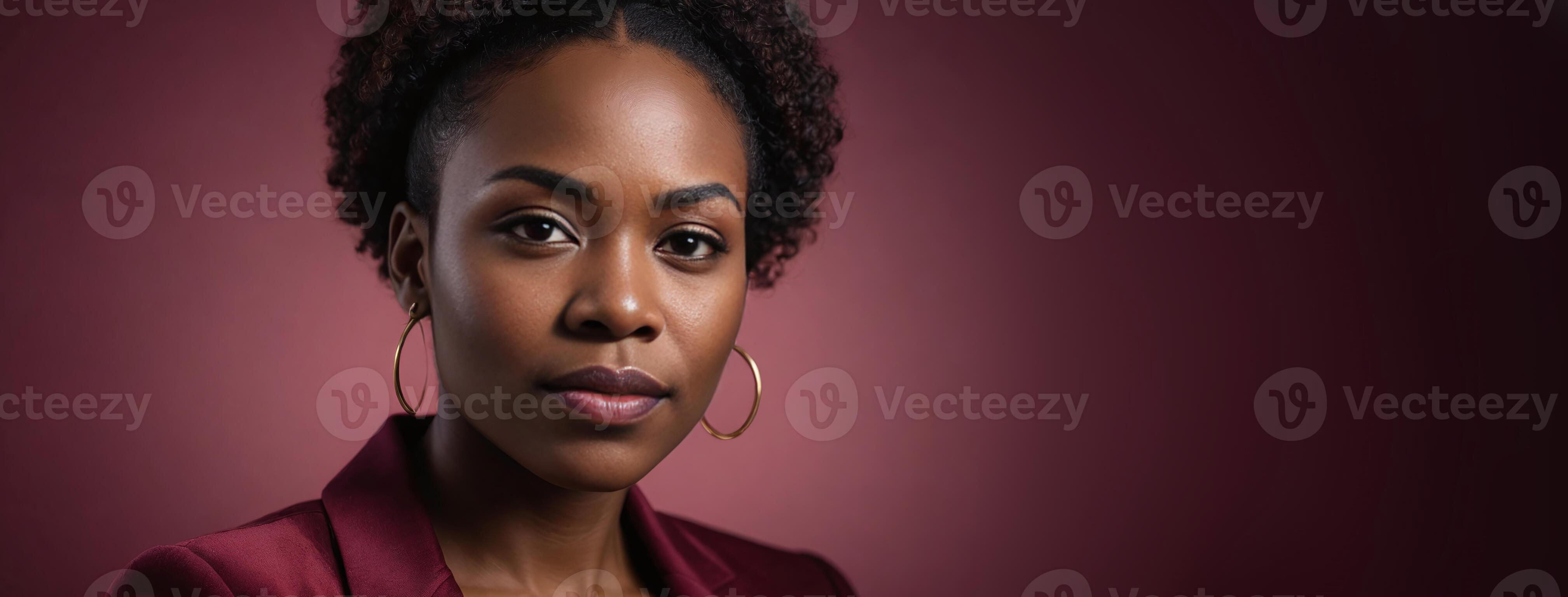African American 2025 Woman Isolated On A Ruby Background With Copy