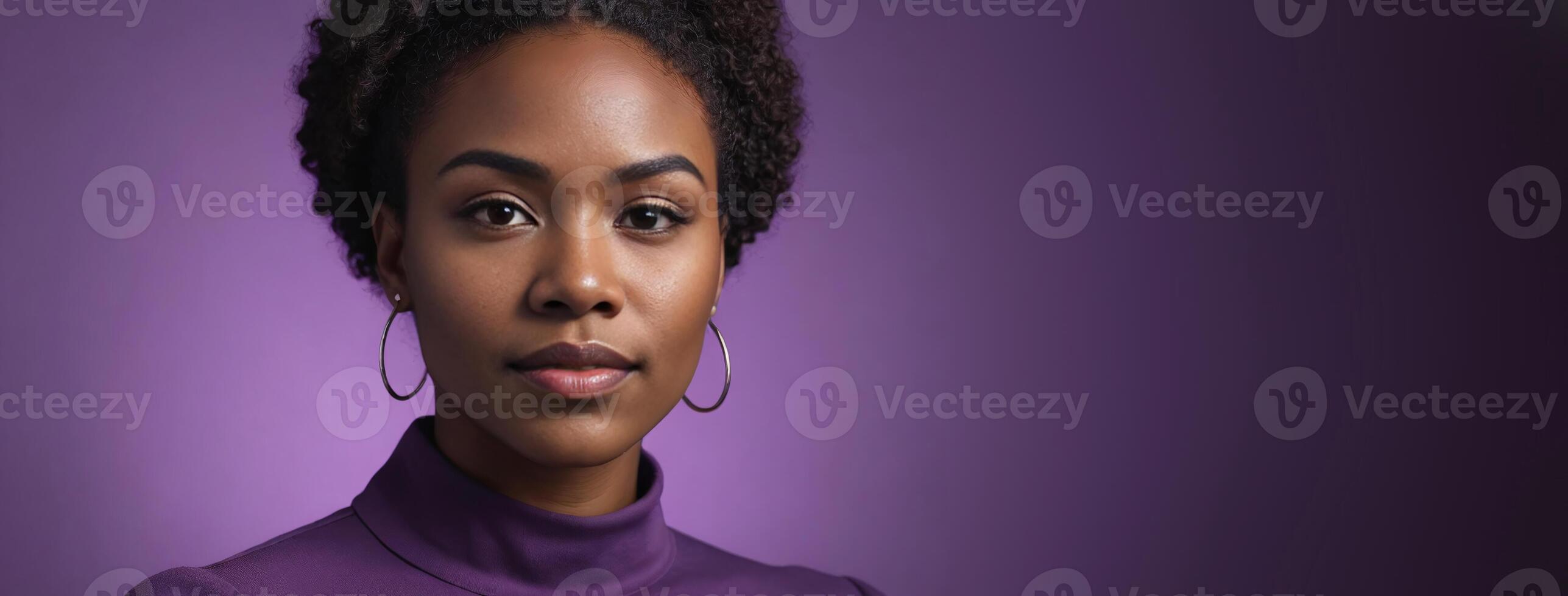 African American 2025 Woman Isolated On A Purple Background With Copy African American 2025 Woman Isolated On A Purple Background With Copy Space Photo