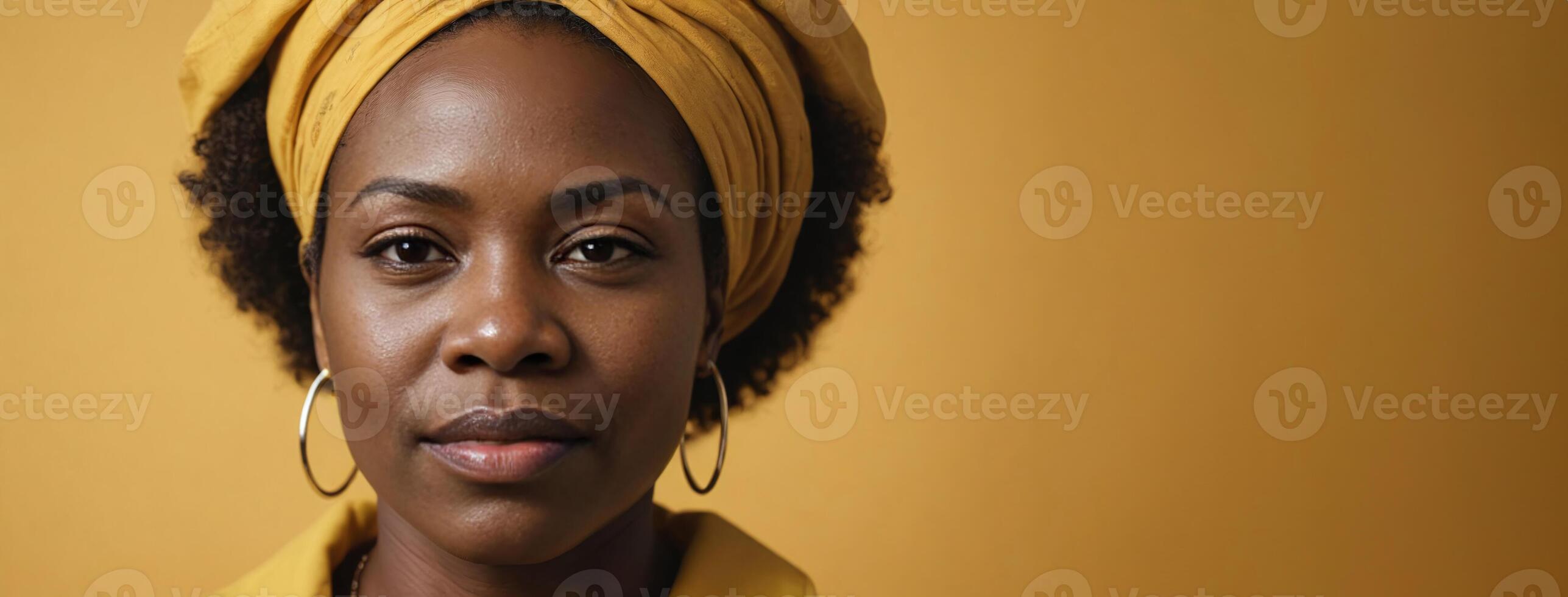 africano americano 60s mayor mujer aislado en un amarillo antecedentes con Copiar espacio. foto