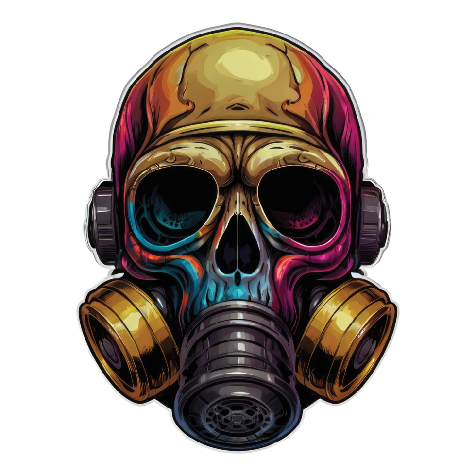 Detailed Illustration skull Head wearing a gas mask Sticker Art png