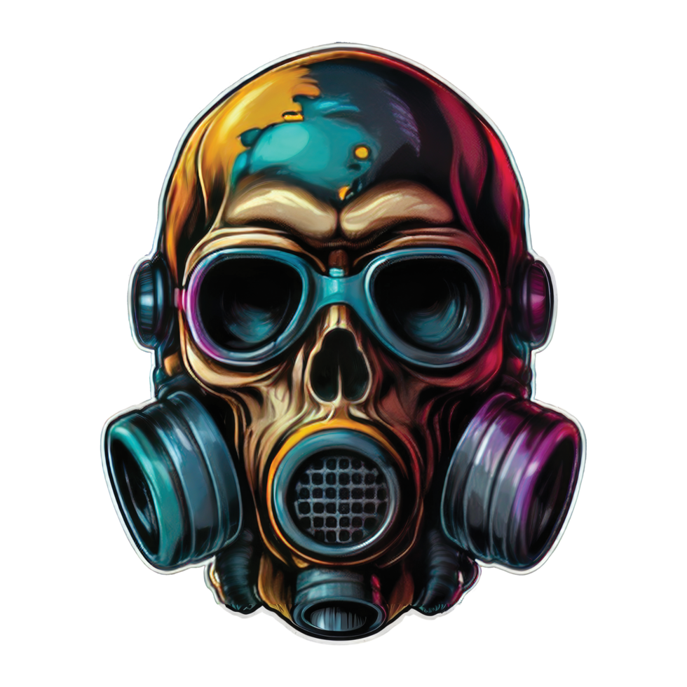 illustration of skull and gas mask png