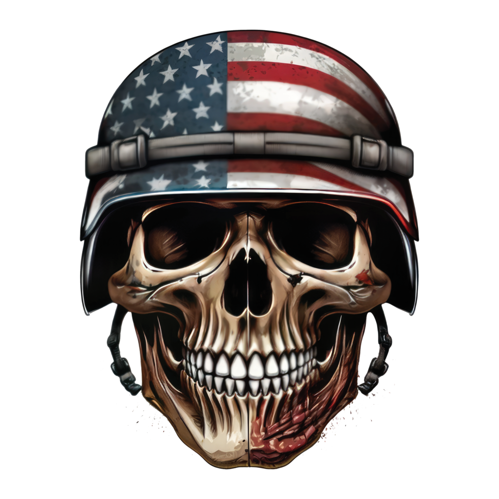 Skull with american flag in grunge style, independence day veterans day 4th of July and memorial day png