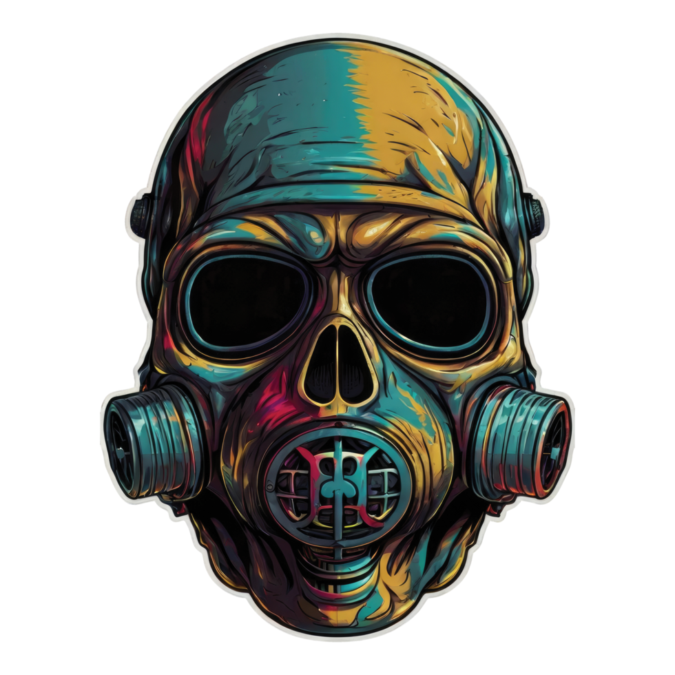 illustration of skull and gas mask png